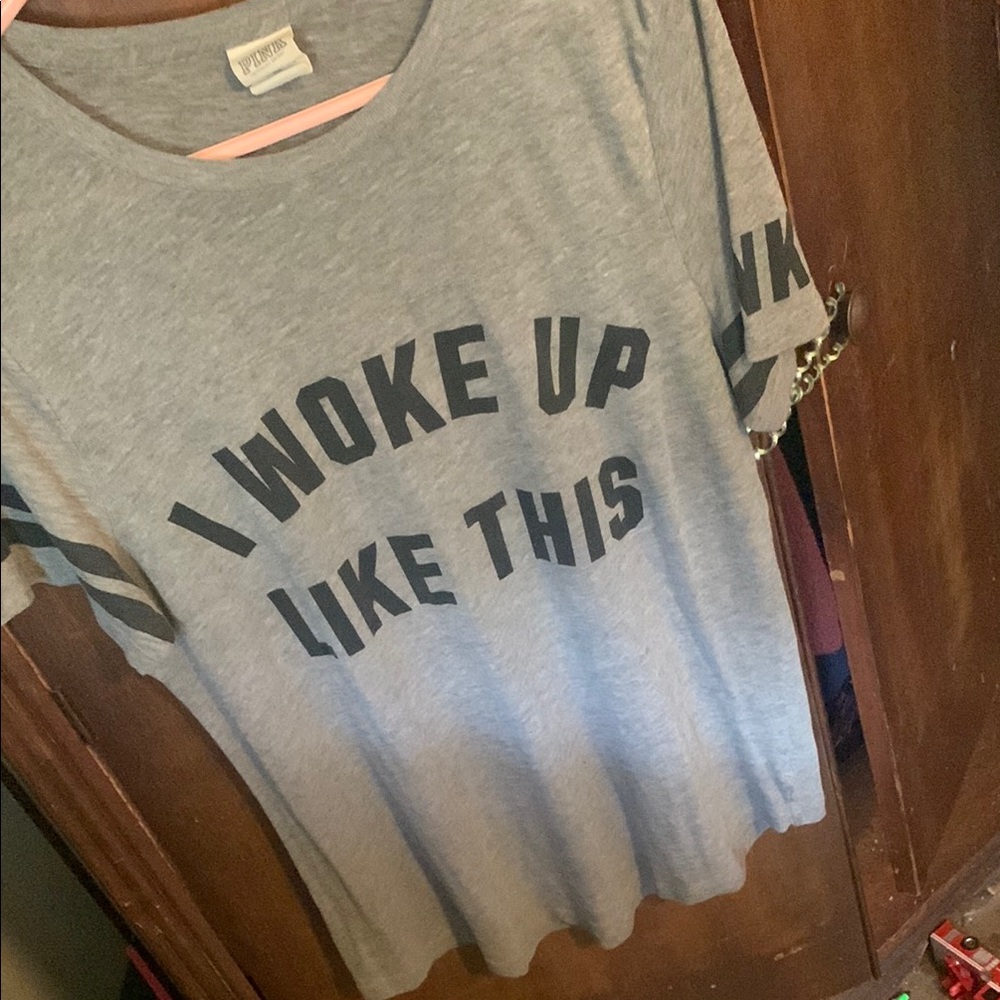 PINK Victoria's Secret Gray Graphic Short Sleeve T-Shirt